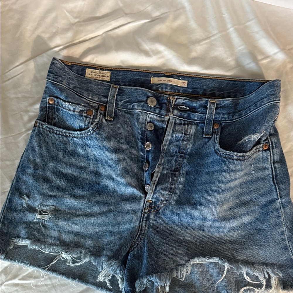 Levi's Distressed Blue Denim Shorts
